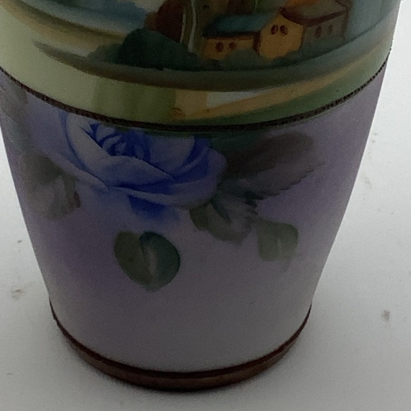 Antique Nippon 6” Hand Painted Purple Vase - Picture 4 of 13